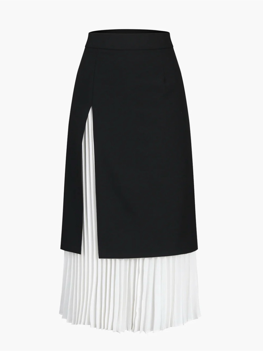 Commence Two Tone Pleated Long Black White Layered Skirt Size XL - Picture 2 of 10